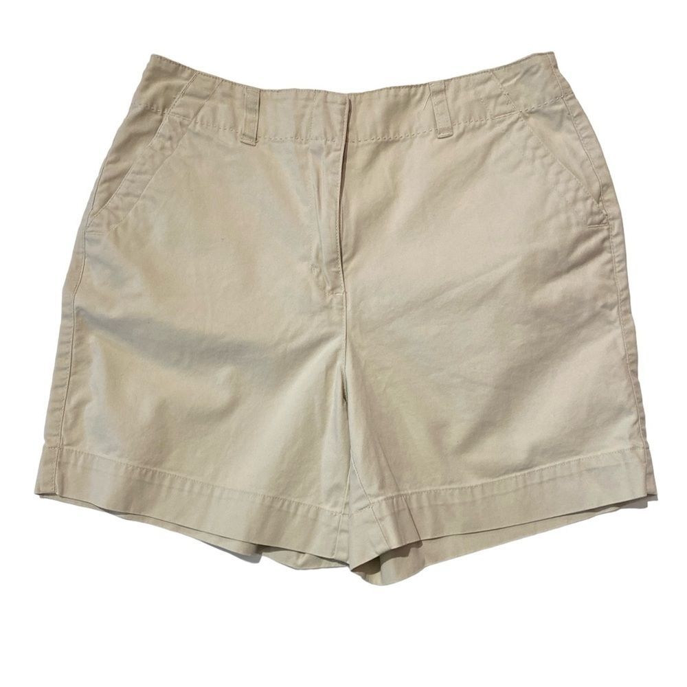 Vintage Talbots Petites Classic Chino Shorts Khaki Stretch Women's Size 10